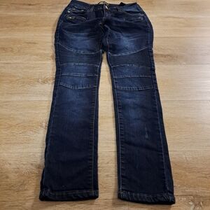 Roma Studio Dark Blue Denim Textured Jeans Junior's Size 7 Women Size Medium